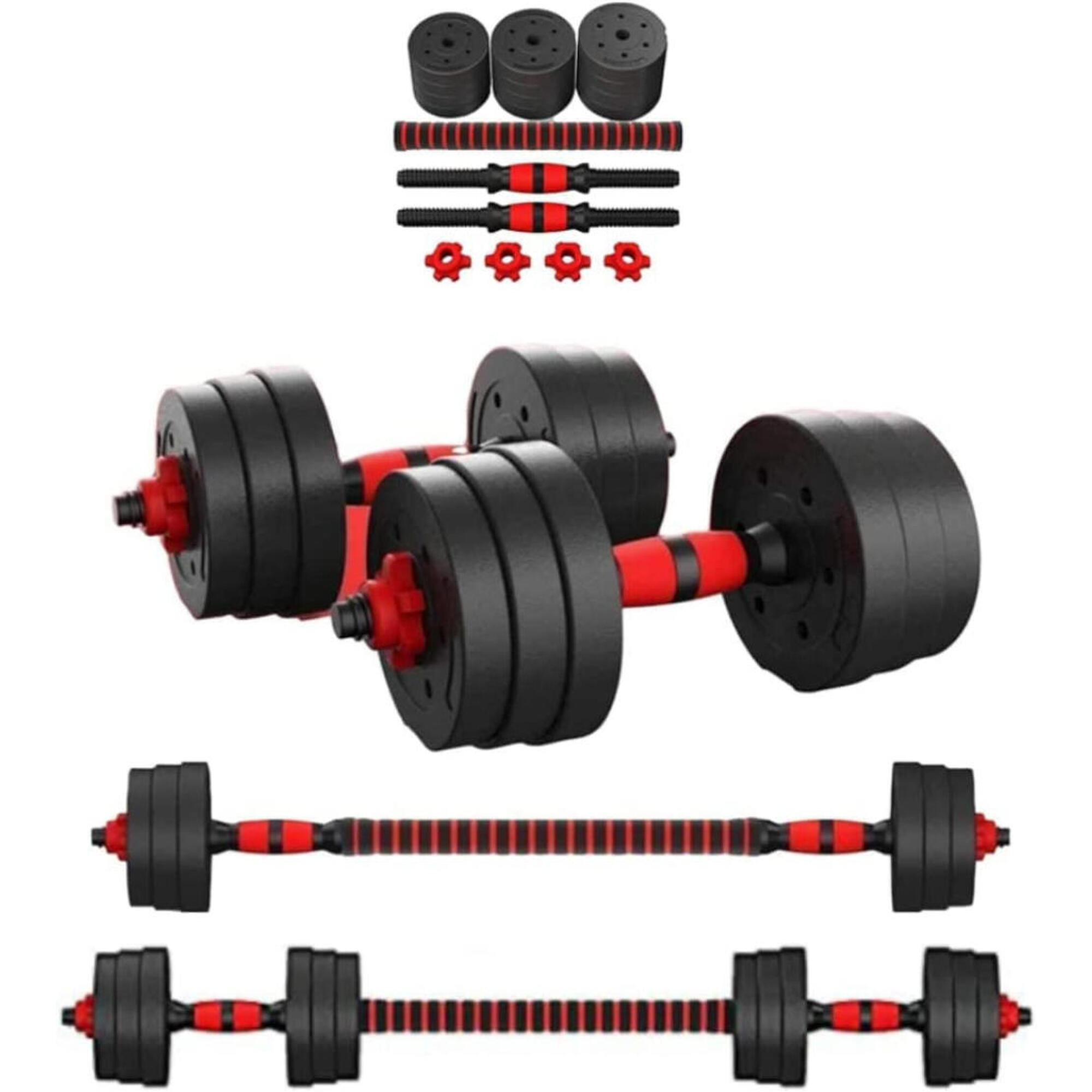 OZIO FITNESS Kit 10 kg de Mancuernas 2 en 1 Ajustables MultiFit Musculación