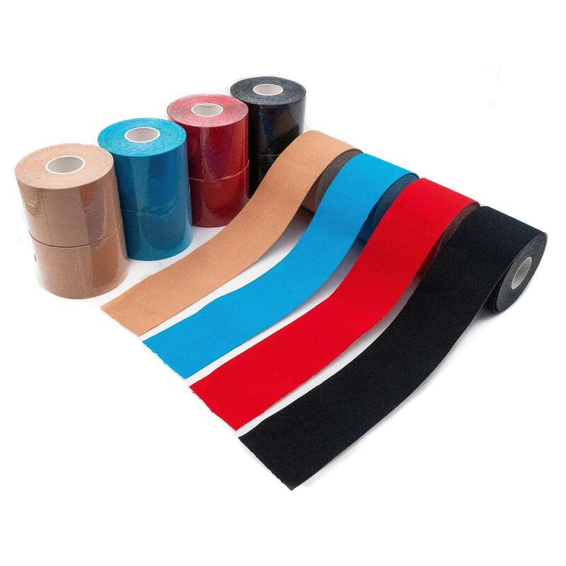 12 cintas kinesiológicas axion | rojo, azul, negro, beige