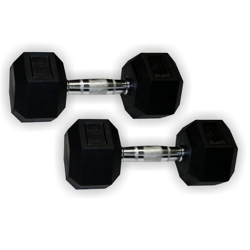 Set 2 Ud. Mancuerna Hexagonal  Goma  15 Kg