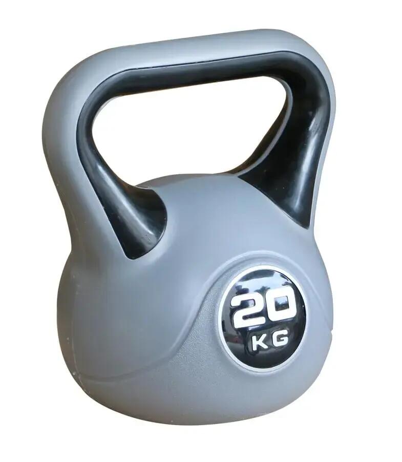 Kettlebell - Entrenamiento funcional - 20 kg - Vinilo - Gris 2/4