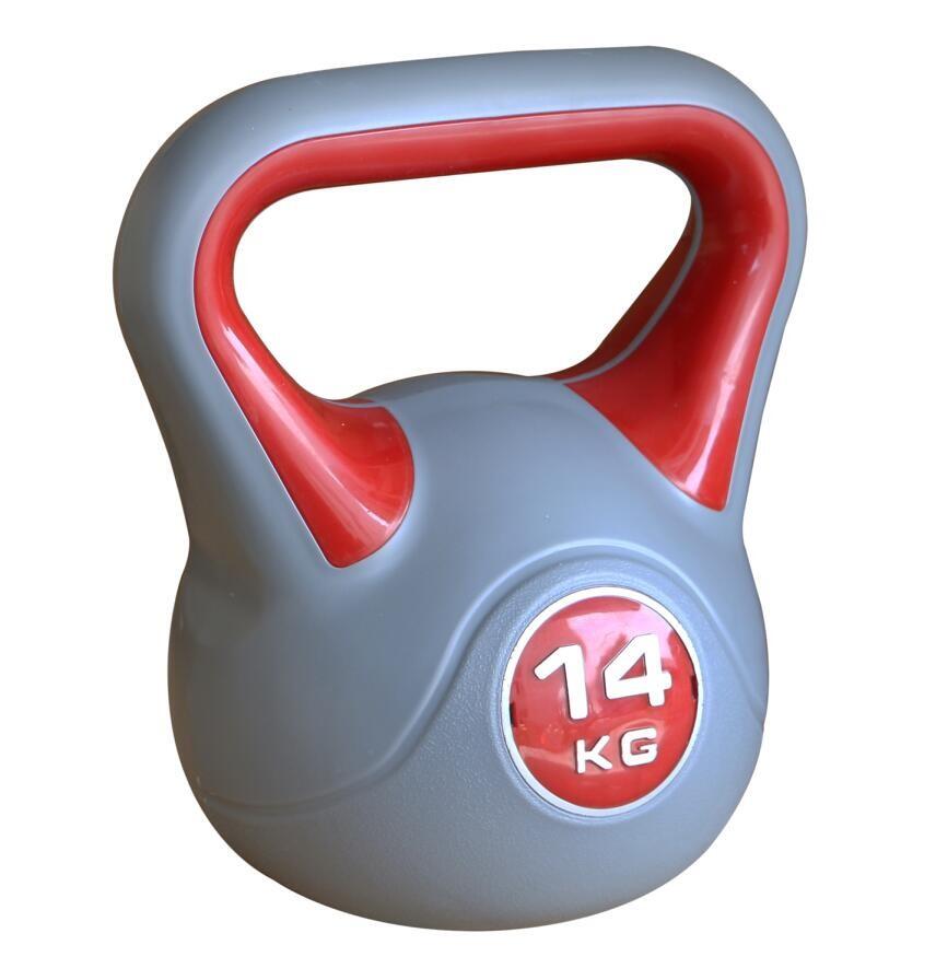 Kettlebell - entrenamiento funcional - 14 kg - vinilo - gris y rojo 2/4