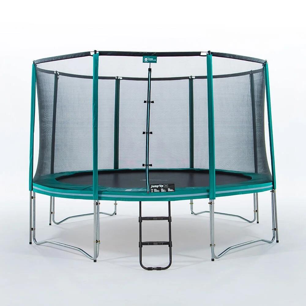Trampoline Rond Jump'Up 390cm - Filet de Protection, Echelle + Kit d'ancrage 1/8