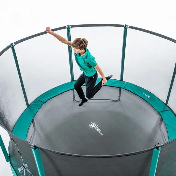 Trampoline Rond Jump'Up 390cm - Filet de Protection, Echelle + Kit d'ancrage 3/8