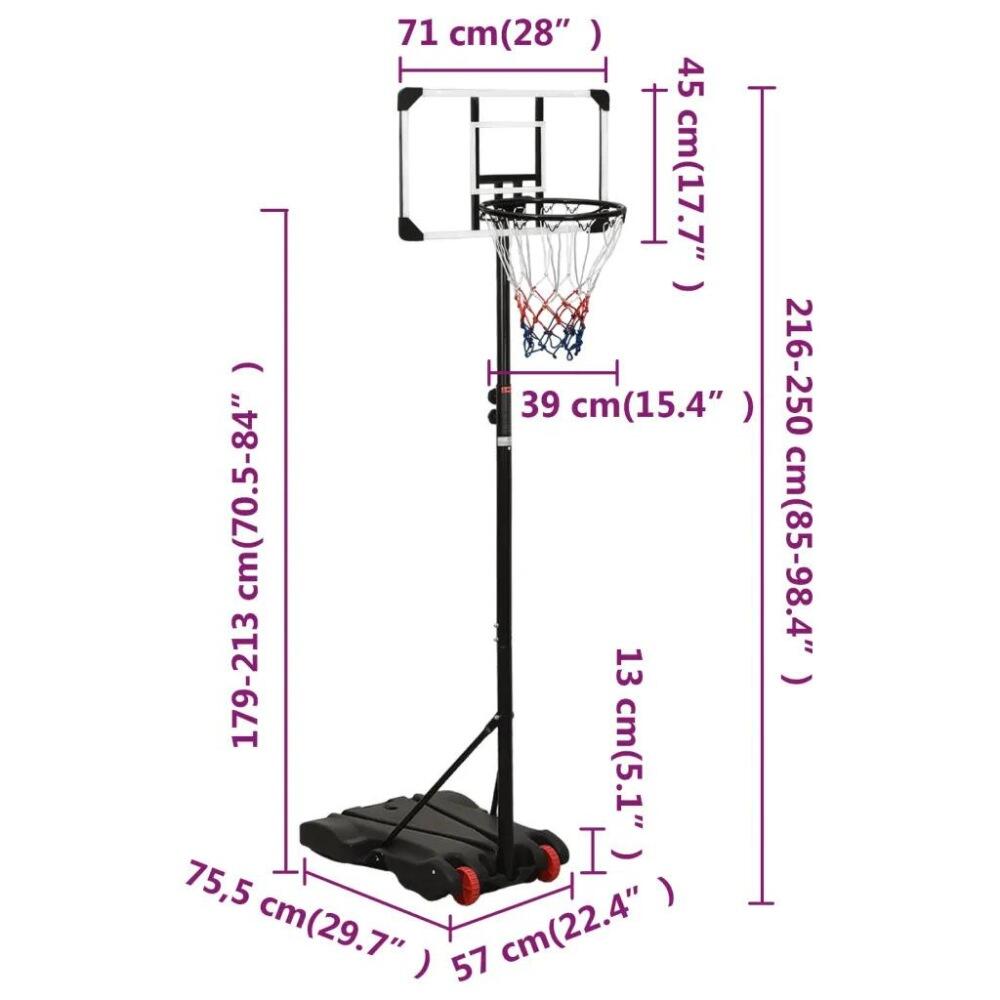 Canasta de baloncesto policarbonato transparente 216-250 cm 5/6