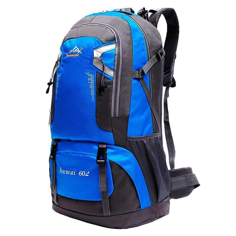 Mochila Azul 60 Litros Impermeable con Cierres Asas y Correas de Seguridad