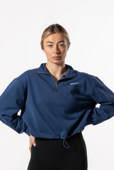 Felpa con mezza zip e spalla scesa - Fitness - Donna - Blue Iris