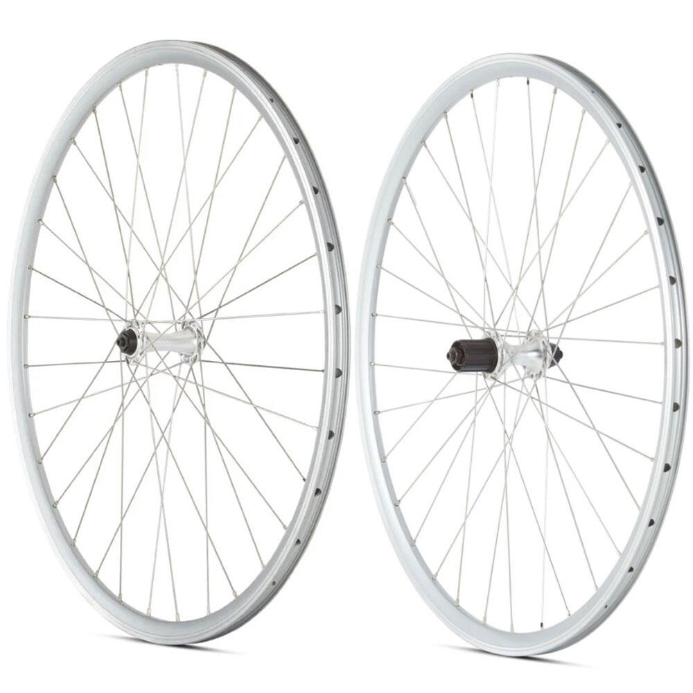 D2O Road Bike Wheels 700c - Shimano RS300 Hubs 8/9/10 Speed – Silver (Pair) 1/5