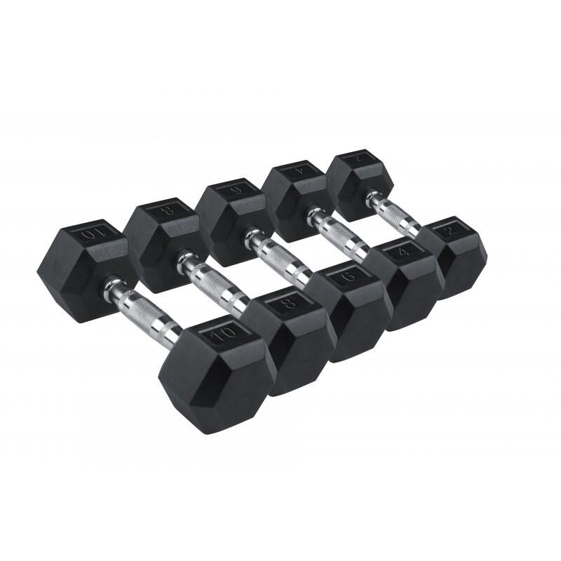 Set 2 Ud. Mancuerna Hexagonal  Goma  10 Kg 3/3
