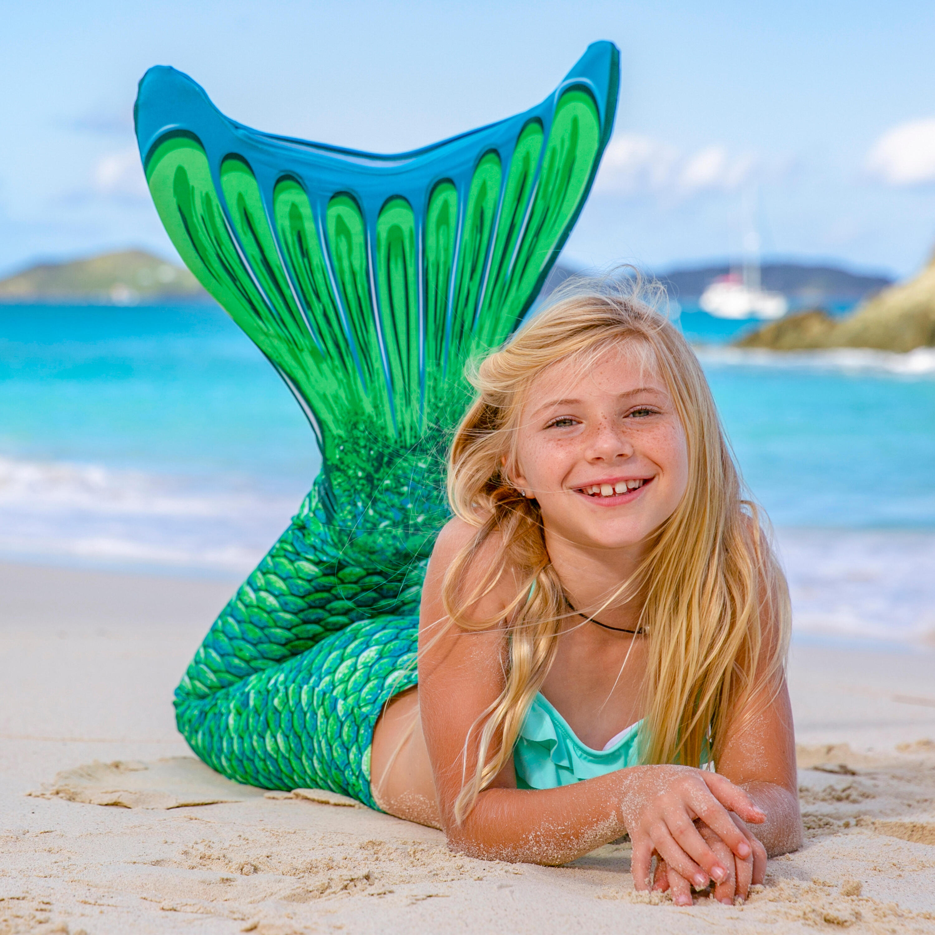 Nageoire de sirène Fin Fun « Mermaidens » verte pour enfants 4/8