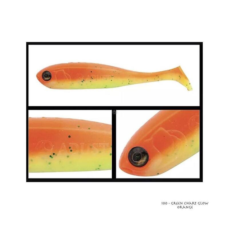 Leurre Souple Adusta Penta Shad 7,5cm (100 - Green Chart Glow Orange)