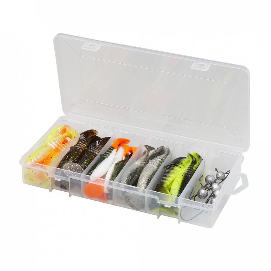 Set momeli artificiale Cannibal Shad 10-12,5cm 36 de piese + cutie Jig