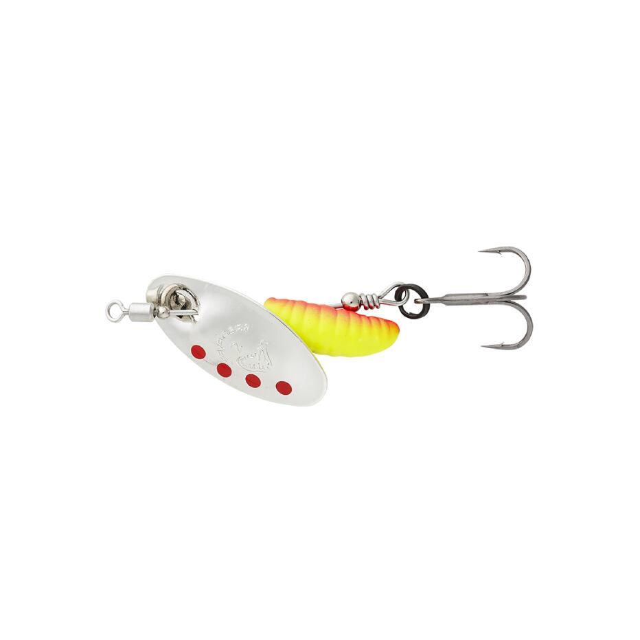 SAVAGE GEAR Savage Gear Grub Spinner 3,8 g (Silber Rot Gelb – 3,8 g)
