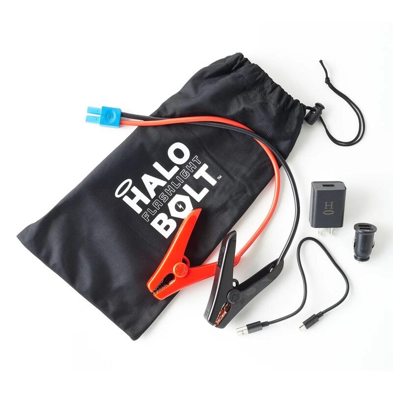 HALO BOLT Taschenlampe RC mit KFZ-Starthilfe, Handy-Ladegerät und USB-Anschluss