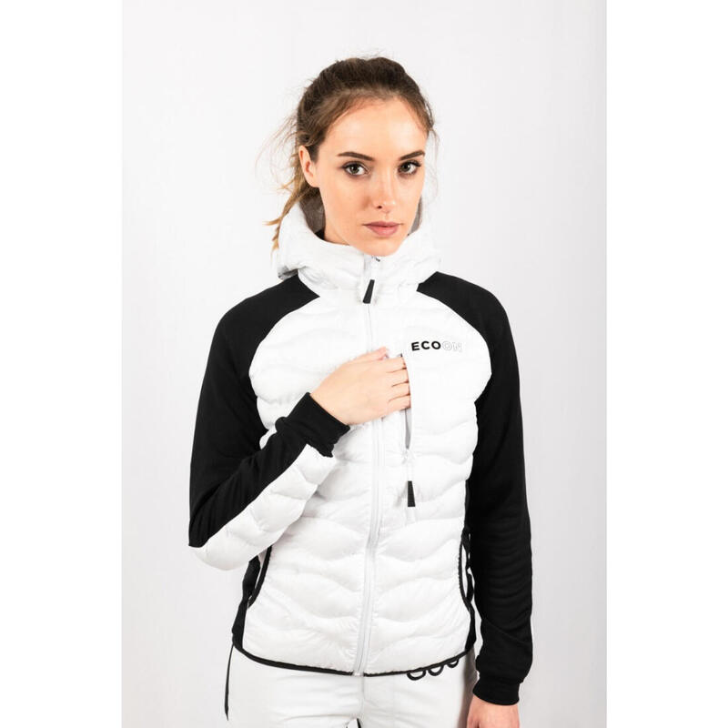 Veste de ski pour femme ECOON ECOActive hybride isolante à capuche Blanc