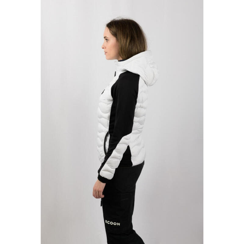 Veste de ski pour femme ECOON ECOActive hybride isolante à capuche Blanc