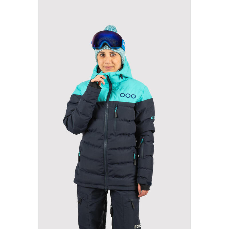 Doudoune de ski pour femme ECOON ECOThermo isolante Bleu marine