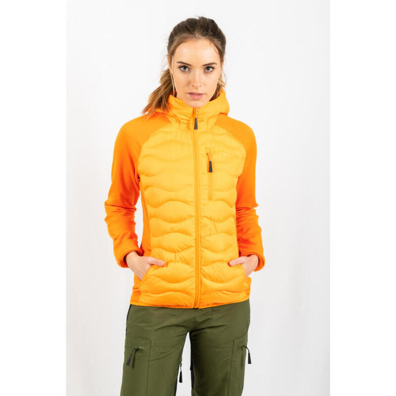 Veste de ski pour femme ECOON ECOActive hybride isolante à capuche Orange