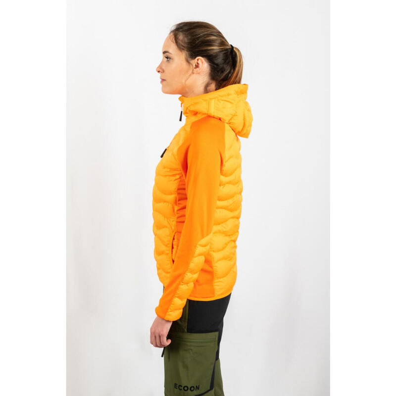 Veste de ski pour femme ECOON ECOActive hybride isolante à capuche Orange