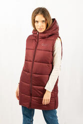 Gilet matelassé long après-ski fashion pour femme ECOON Barcelona Long Bordeaux