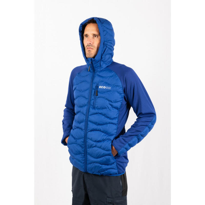 Veste de ski pour homme ECOON ECOActive hybride isolante à capuche Bleu
