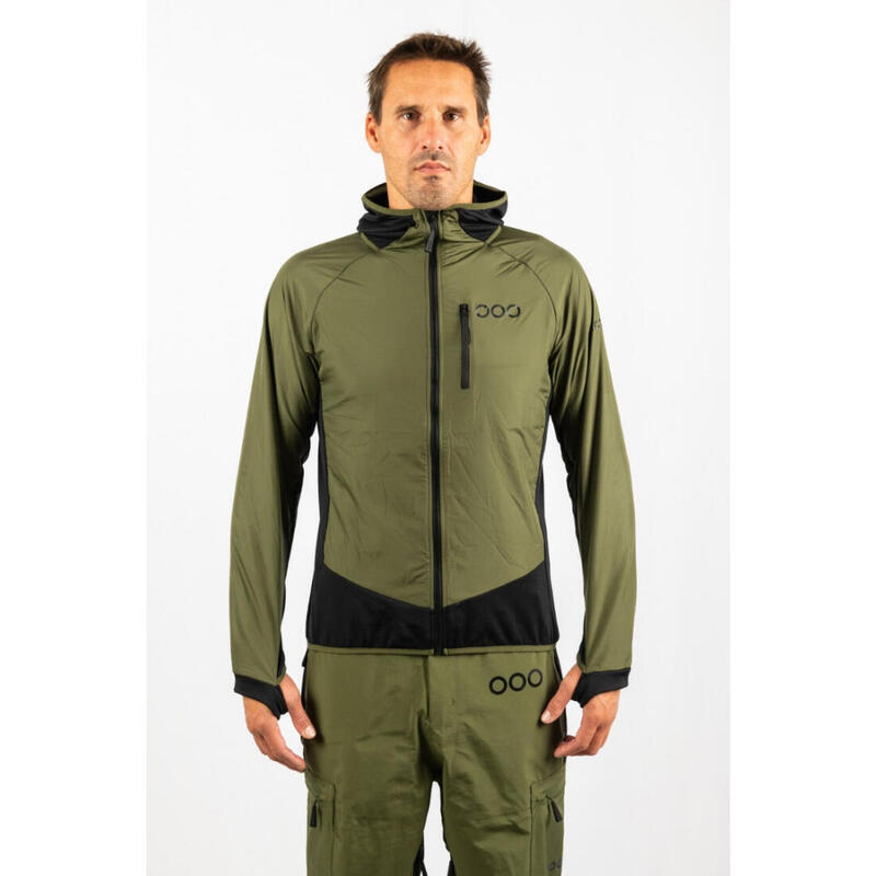 Veste de ski pour homme ECOON ECOActive isolante et hybride Kaki/noir