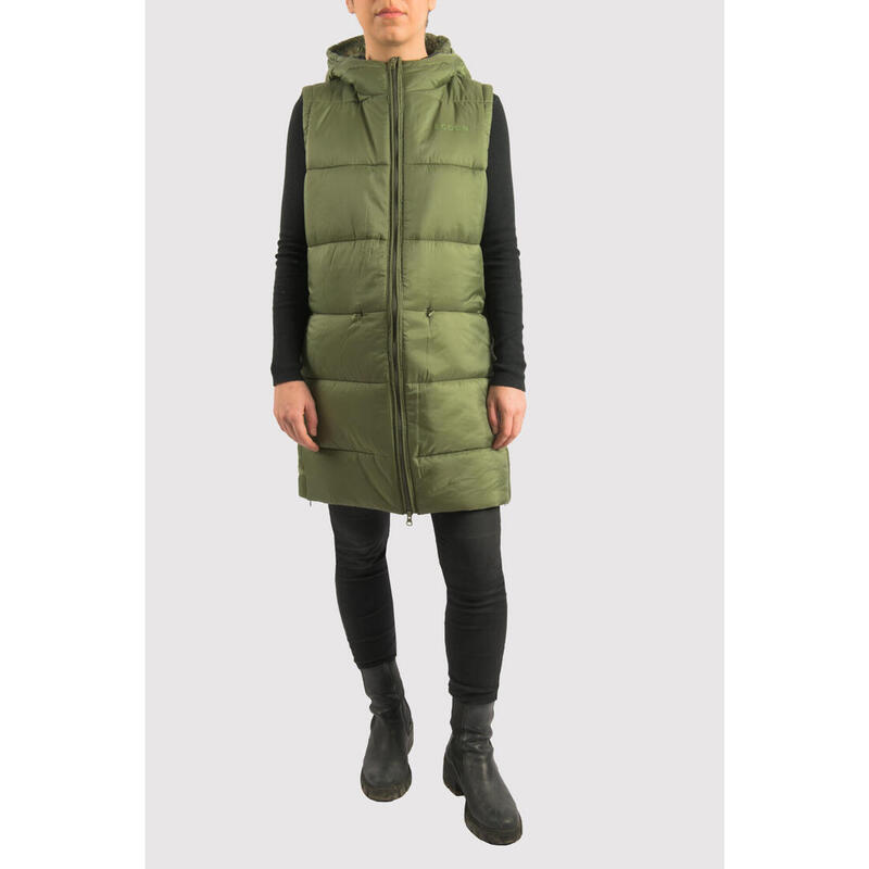 Gilet matelassé long après-ski fashion pour femme ECOON Barcelona Long Vert