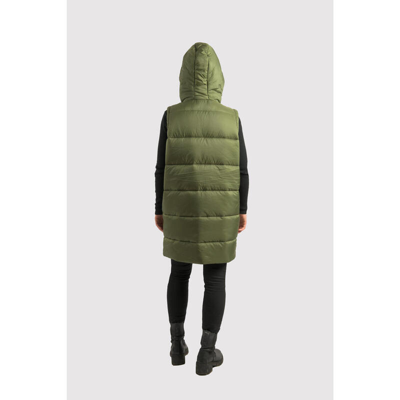 Gilet matelassé long après-ski fashion pour femme ECOON Barcelona Long Vert