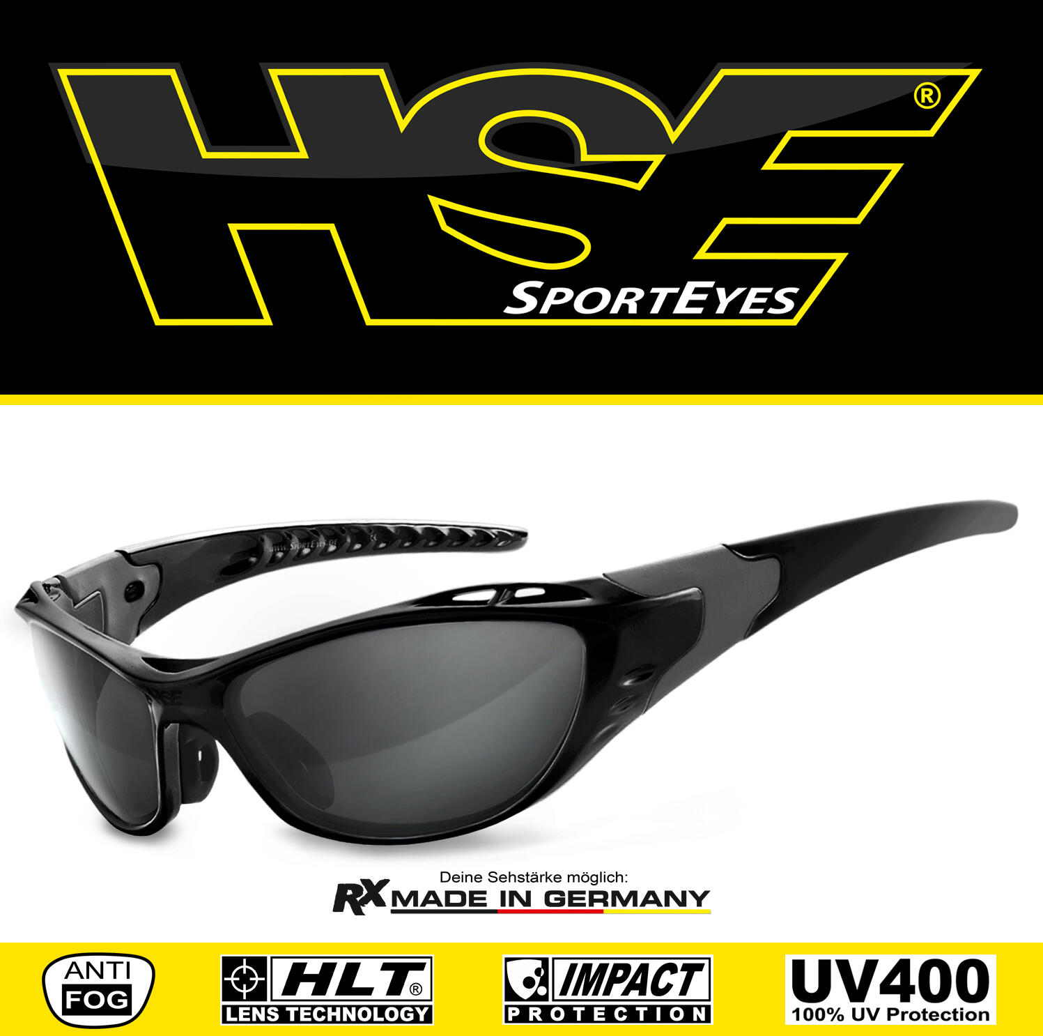 Sportbrille | X-SIDE 2.0 | smoke | Steinschlagbeständig | beschlagfrei 2/7