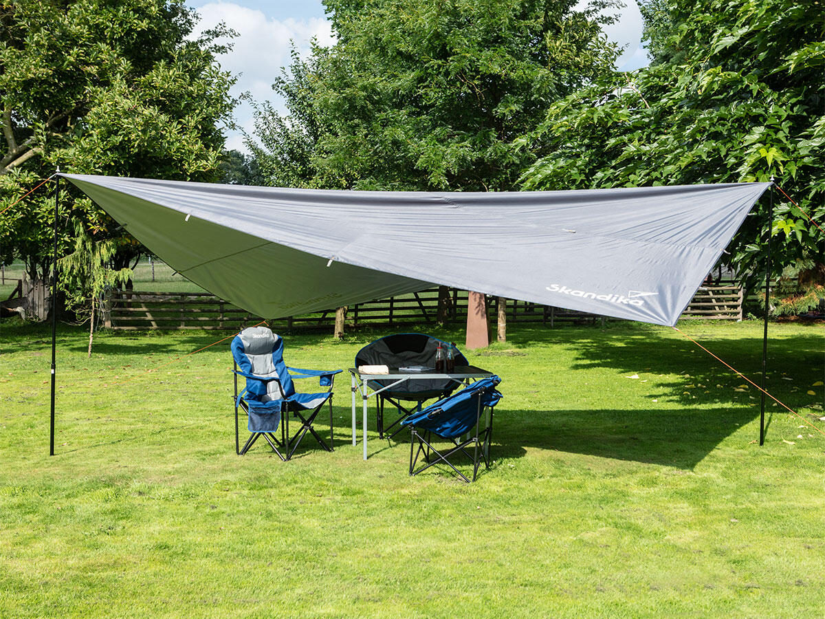 Voile d'ombrage L - 300x300 cm - et 2 mâts téléscopiques - protection UV UPF 50+ 4/7