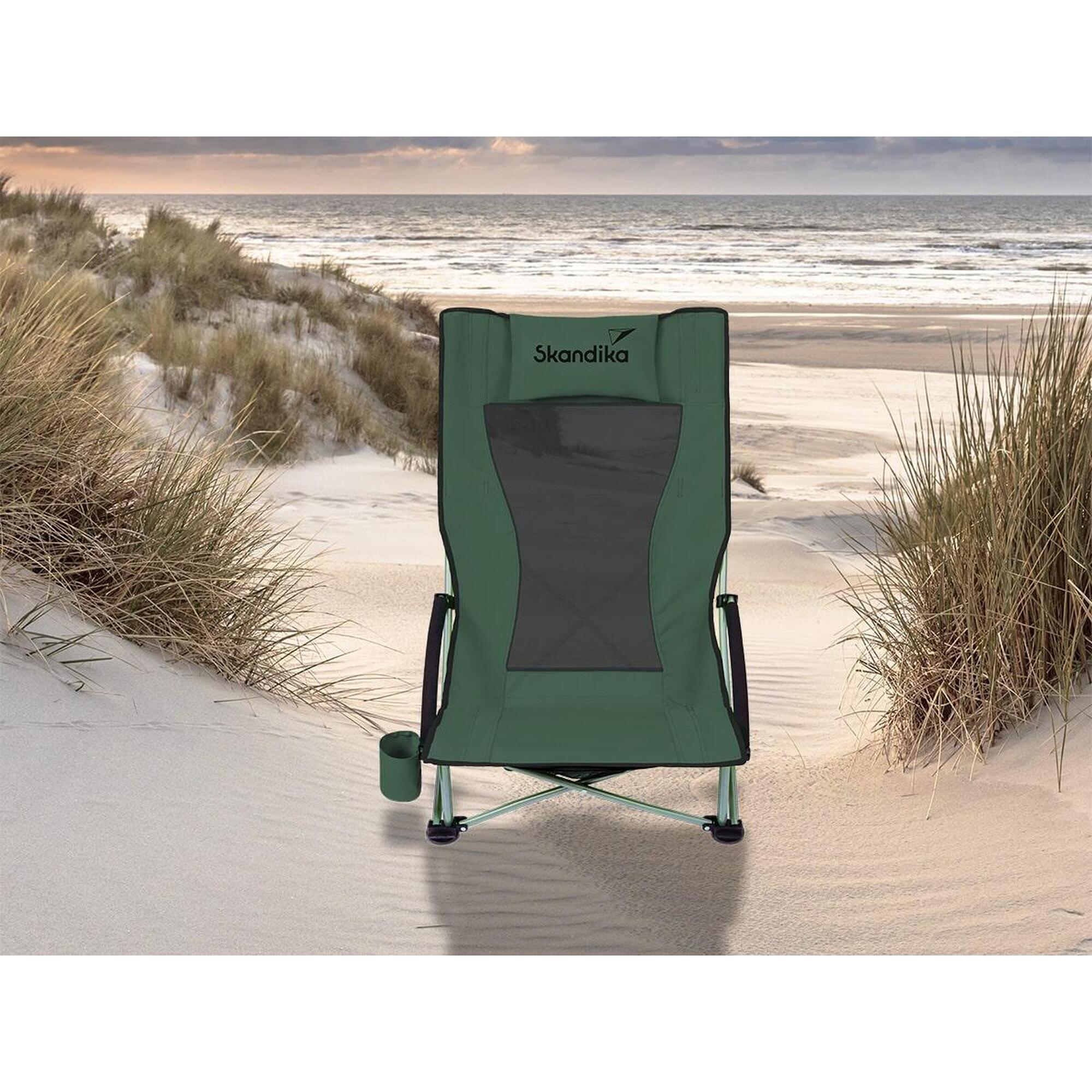 Chaise Pliante De Plage Avec Dossier - Tissu Oxford Imperméable, Pliable Compact, Poids 1 Kg, Couleur Verte - 3