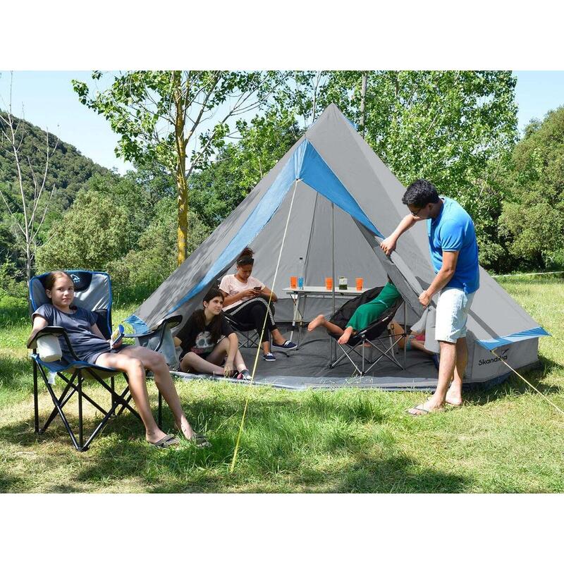 Tente camping - Tipi Comanche 400 - 8 personnes - Tapis de sol amovible - Ø400cm