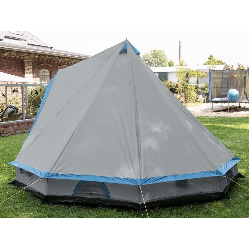 Tente camping - Tipi Comanche 400 - 8 personnes - Tapis de sol amovible - Ø400cm