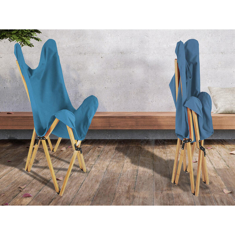 Chaise longue Tofte - chaise relax de camping - pliable - Max. 120 kg - Bleu
