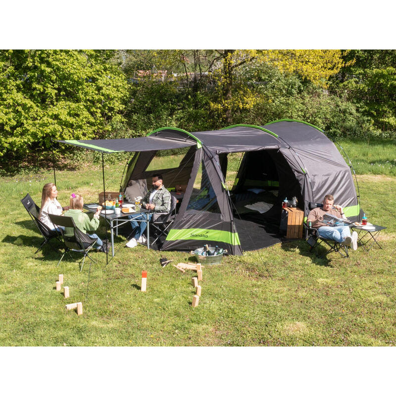 Familie tunneltent Kambo 6 - 6 pers. - 480 x 360 cm - 3 ingangen - Markies
