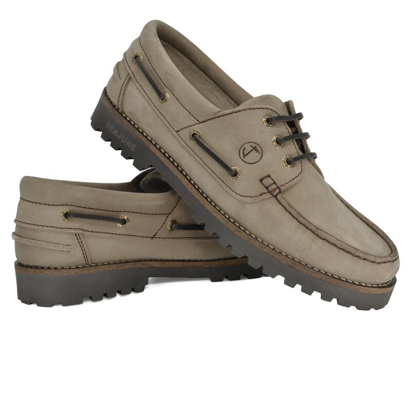 Sapatos de Vela Mosteiros Homem Taupe Pele Nubuck