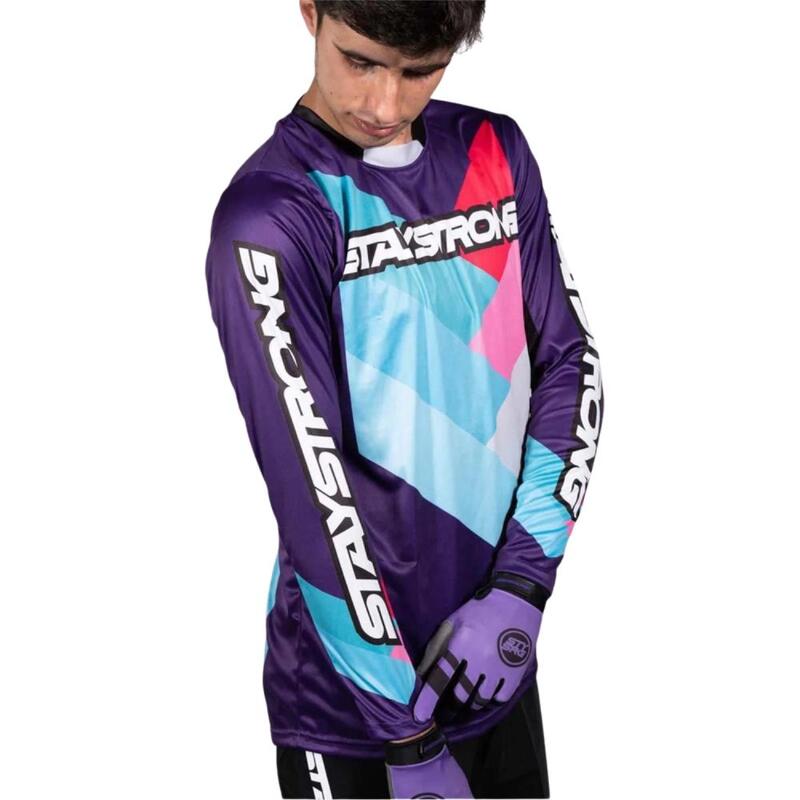 Maillot BMX Manches Longues Staystrong - Chevron Violet