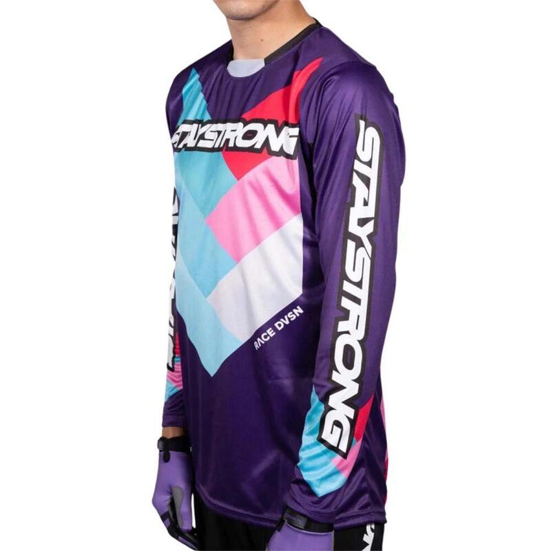 Maillot BMX Manches Longues Staystrong - Chevron Violet