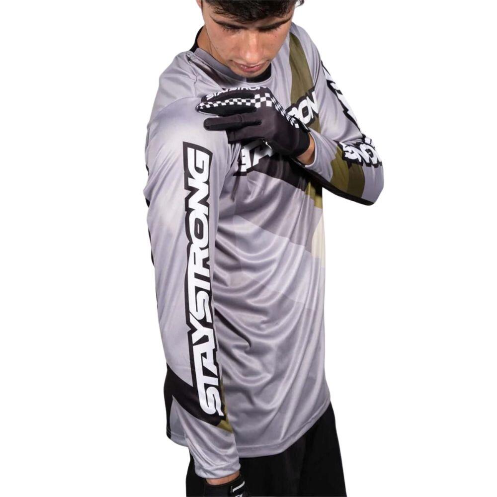 Maillot BMX Manches Longues Staystrong - Chevron Gris/Camo 3/4