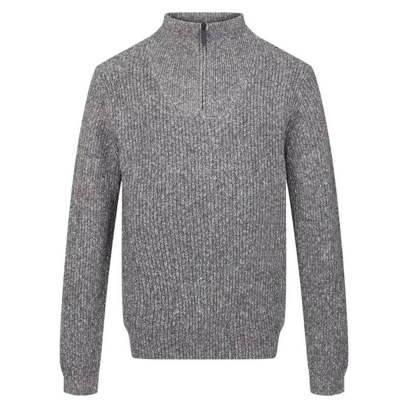 Jersey Kaison Jaspeado de Punto para Hombre Gris Oscuro