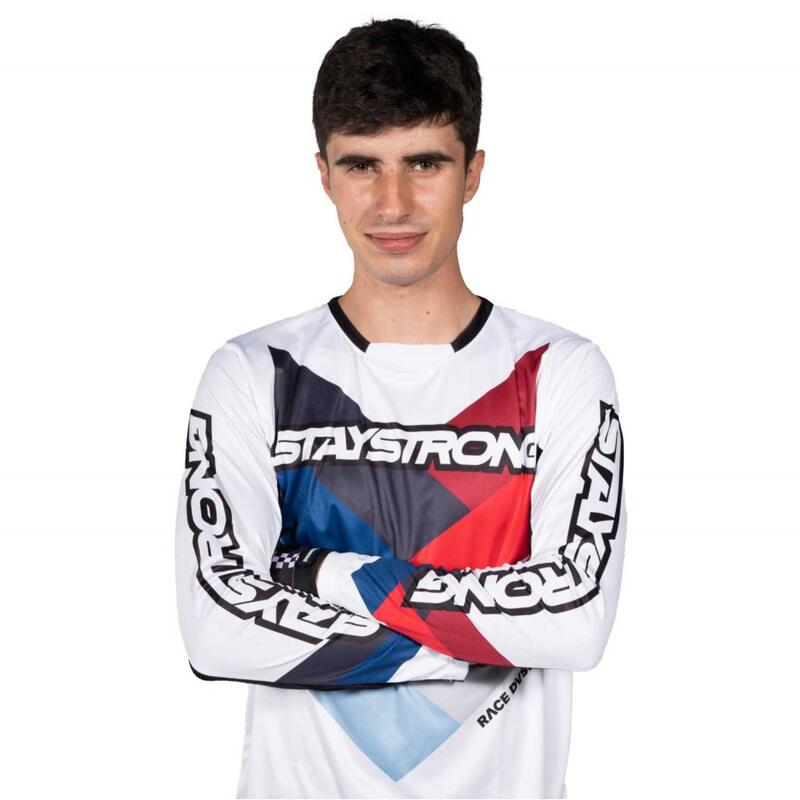 Maillot BMX Manches Longues Staystrong - Chevron Blanc