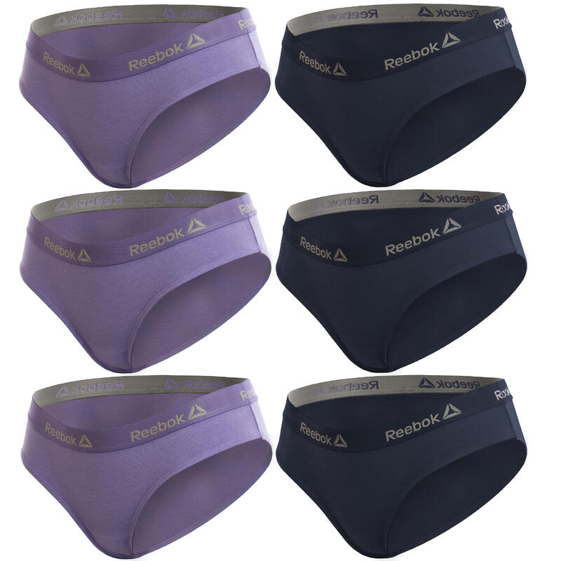 Pack 6 shorts de sport femme reebok lilas/bleu marine