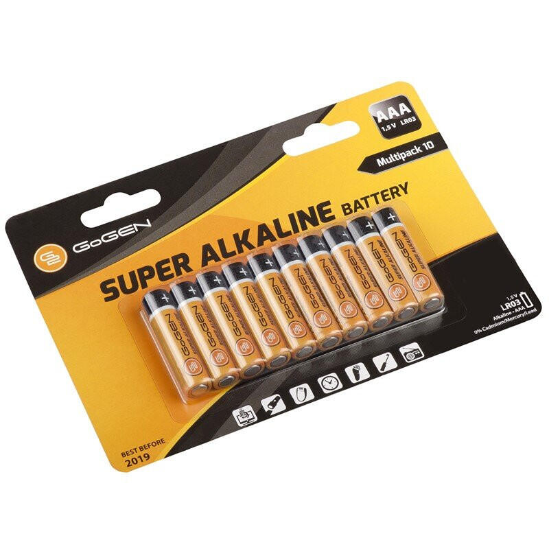 Set 10 baterii Alcaline SUPER LR03, 1.5 V, AAA, 800 mAh