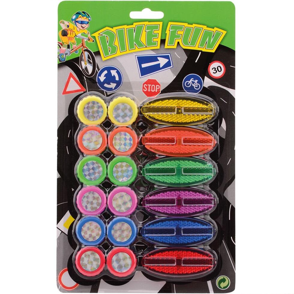 Johntoy colourful spoke reflectors, set of 18