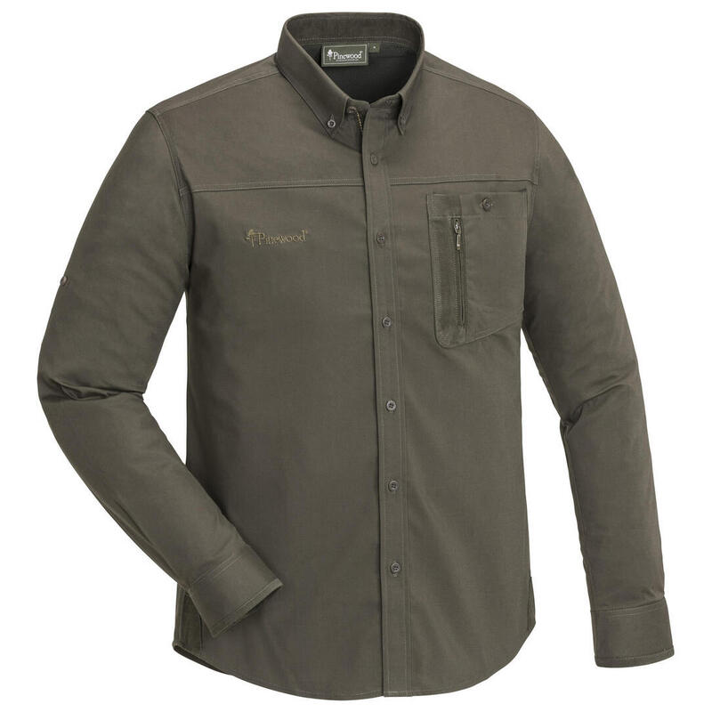 Pinewood Tiveden Insect-Stop Shirt - Dark Olive / Suede Brown (5016)