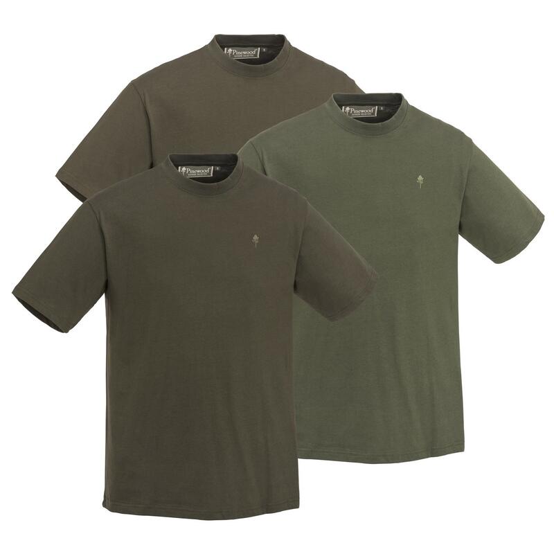 Pinewood 3-Pack T-Shirt - Vert / Marron Chasse / Kaki (5447)