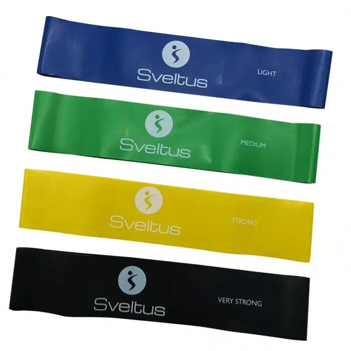 Aerobic Latex Bands Set of 4 Black 50x5 cm Resistances 10–22 kg