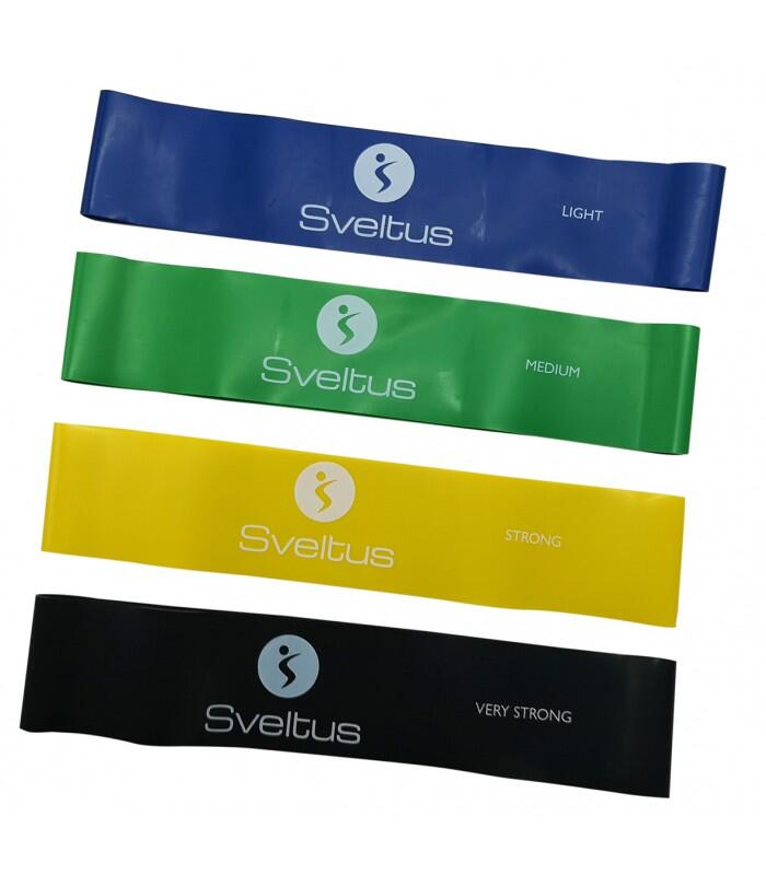 SVELTUS Aerobic Latex Bands Set of 4 Black 50x5 cm Resistances 10–22 kg