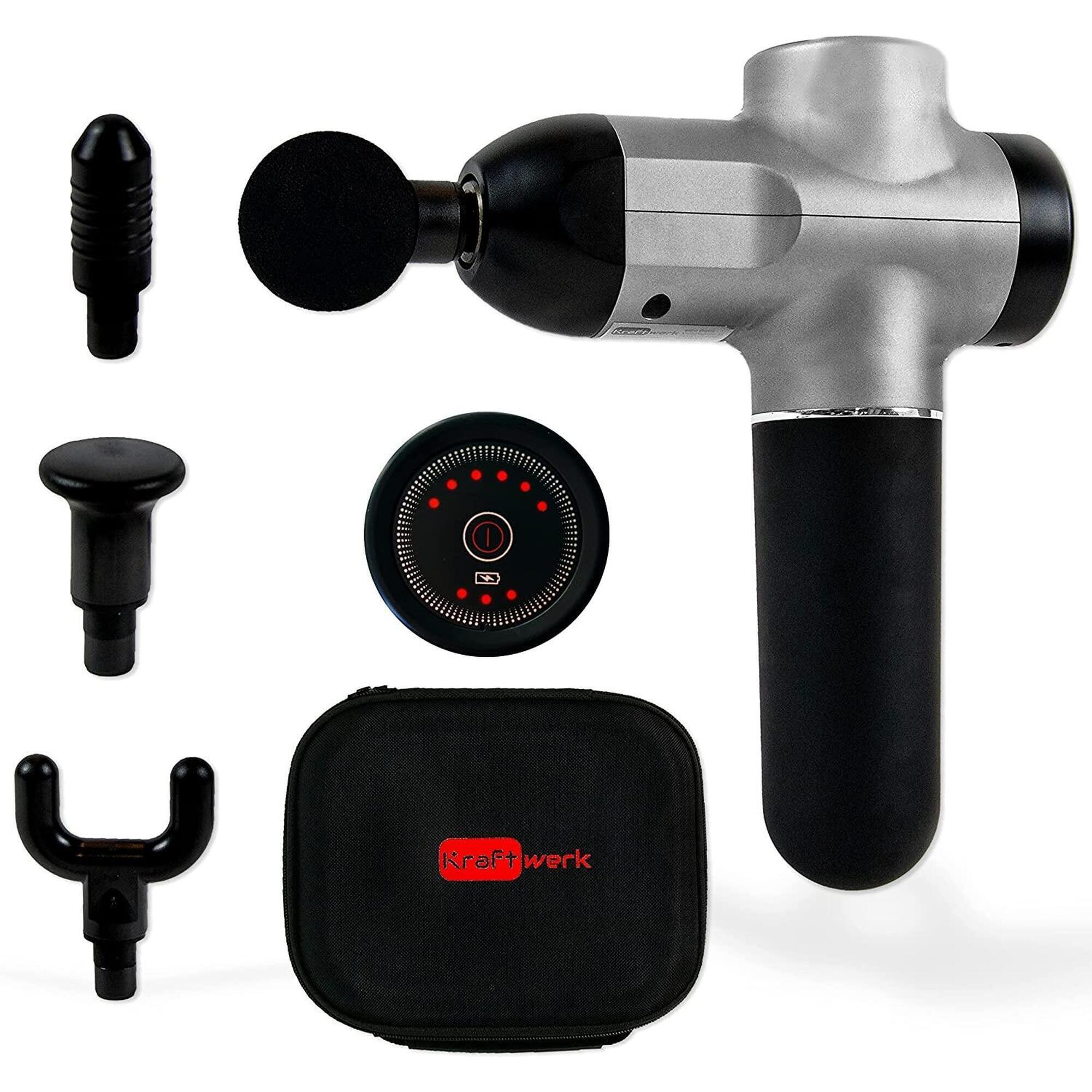 Pistola de massagem kraftwerk - 6 níveis, 4 cabeças de massagem
