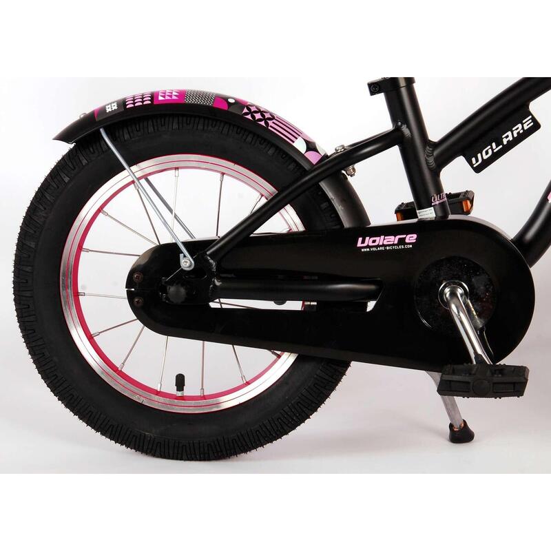 Vélo pour enfants Volare Miracle - Filles - 14 pouces - Matt Black