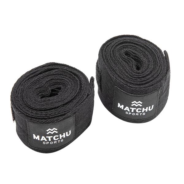 Bandes de boxe 350cm noir - en coton et en térylène - 2 pièces